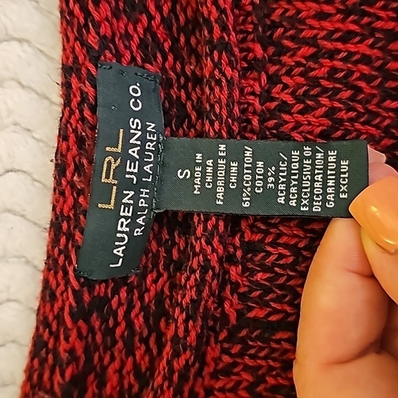 Ralph Lauren Jeans Co Womens Pullover Sweater Red/Black Boat Neck - Picture 5 of 8